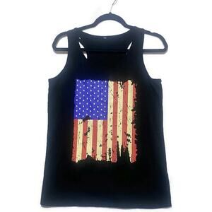 American Flag Distressed Graphic Tank Top T Shirt Women's Size Medium Sleeveless